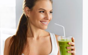 woman drinking shake