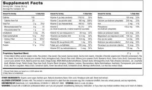 shakeology nutrition label