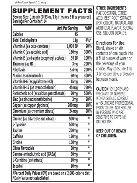 Advocare spark nutrition info