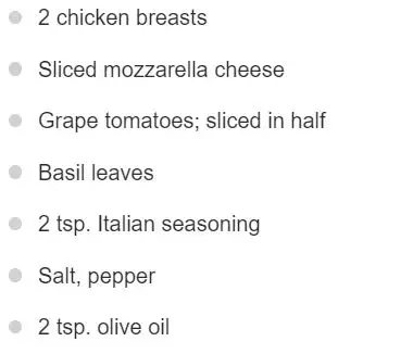 Karina Elle Diet_Chicken Stuffed With Mozzarella Tomatoand Basil